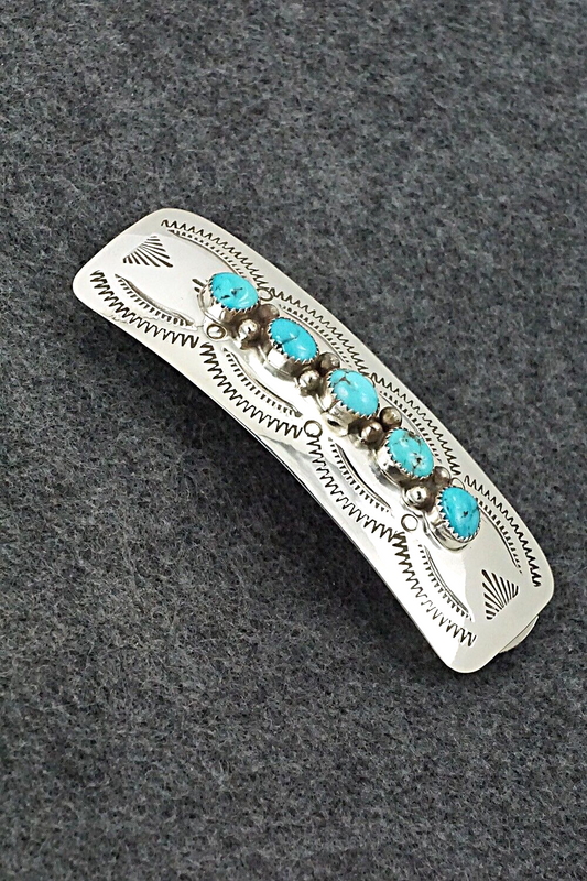 Turquoise & Sterling Silver Hair Barrette - Jolene Yazzie