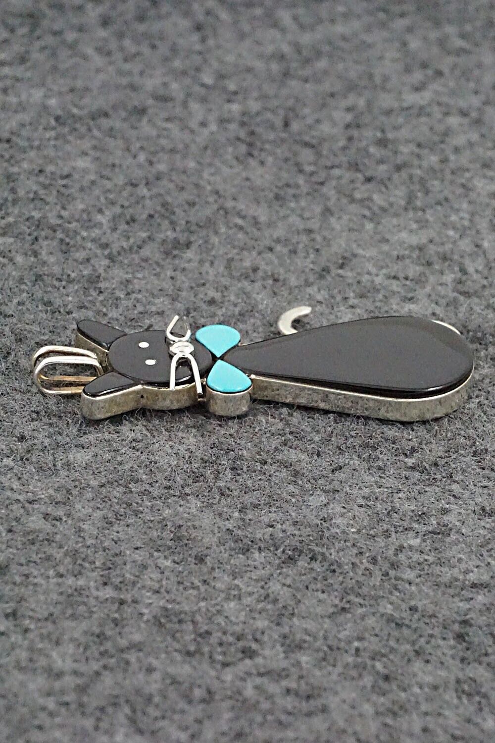 Onyx, Turquoise & Sterling Silver Pendant - Leavus Ahiyite