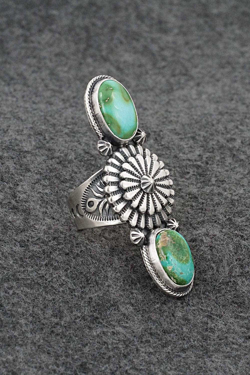 Turquoise & Sterling Silver Ring - Samuel Yellowhair - Size 8