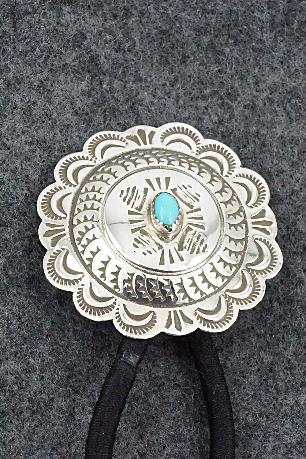 Turquoise & Sterling Silver Hair Tie - Bertha Begay