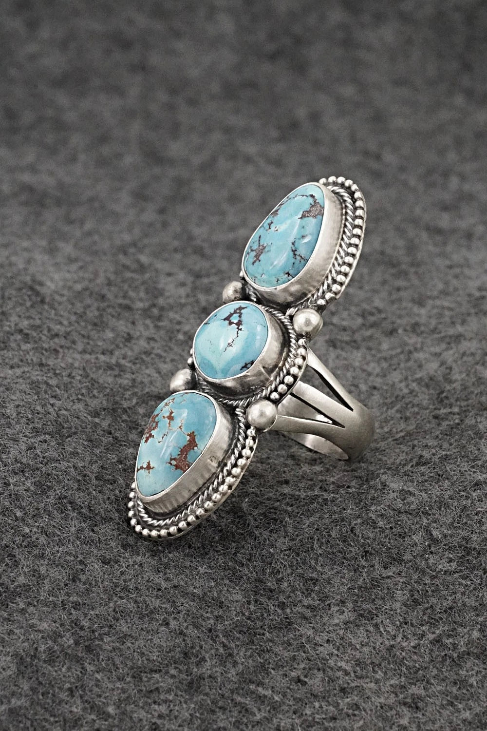 Turquoise & Sterling Silver Ring - Bobby Johnson - Size 8.5