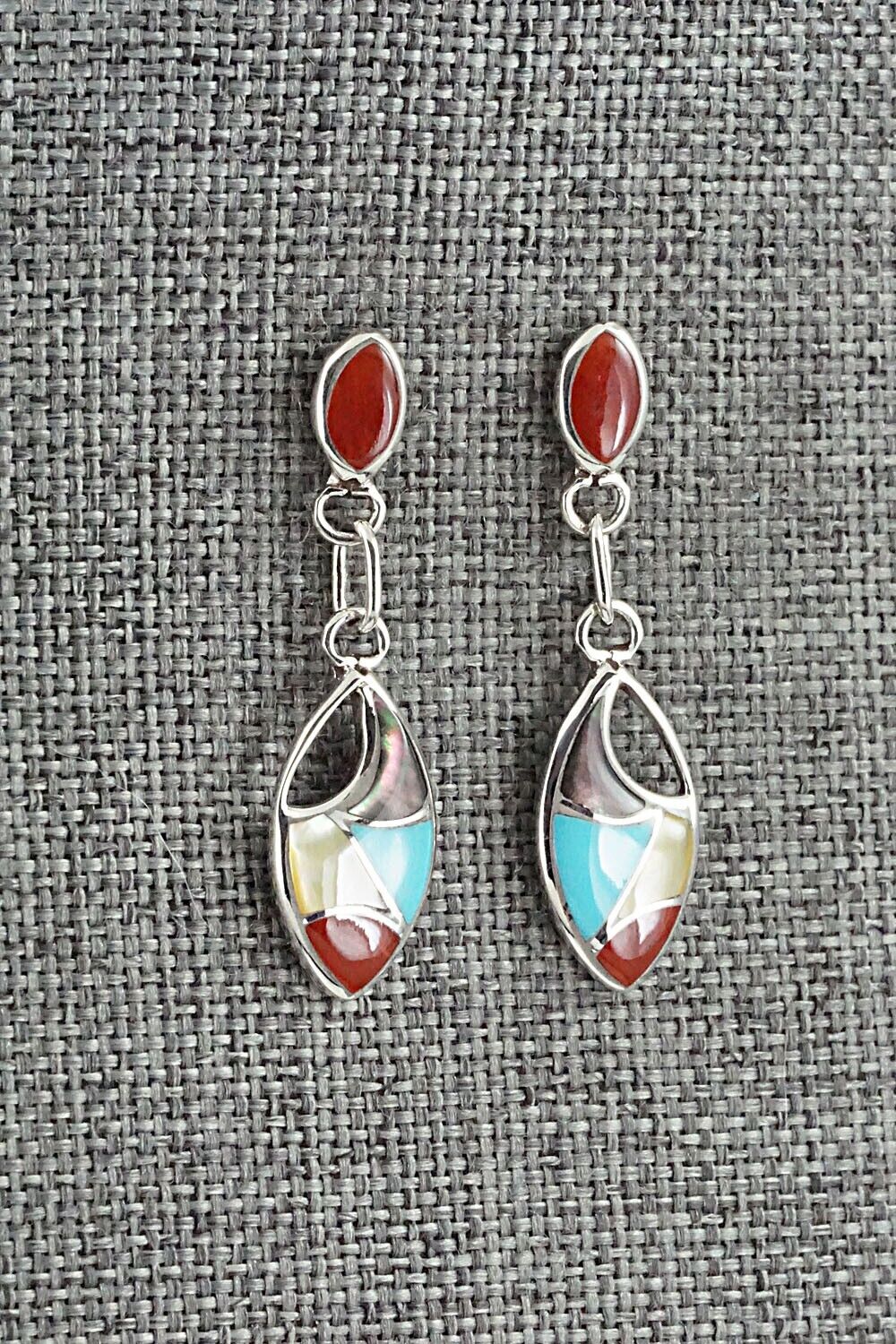Multi-Stone & Sterling Silver Inlay Earrings - Faye Leekya