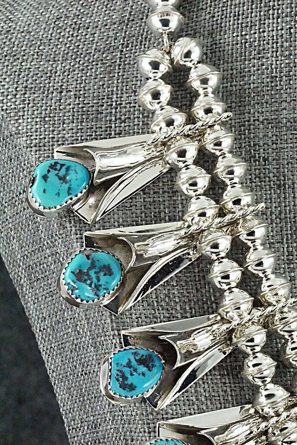 Turquoise & Sterling Silver Squash Blossom Set - Louise Yazzie