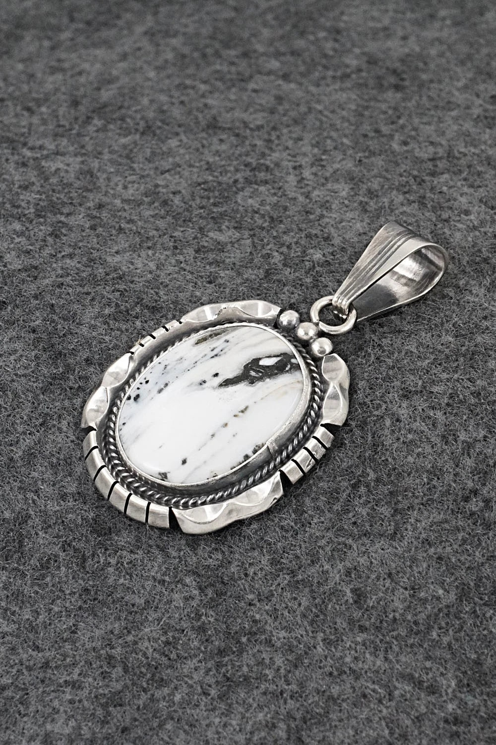 White Buffalo & Sterling Silver Pendant - Samuel Yellowhair