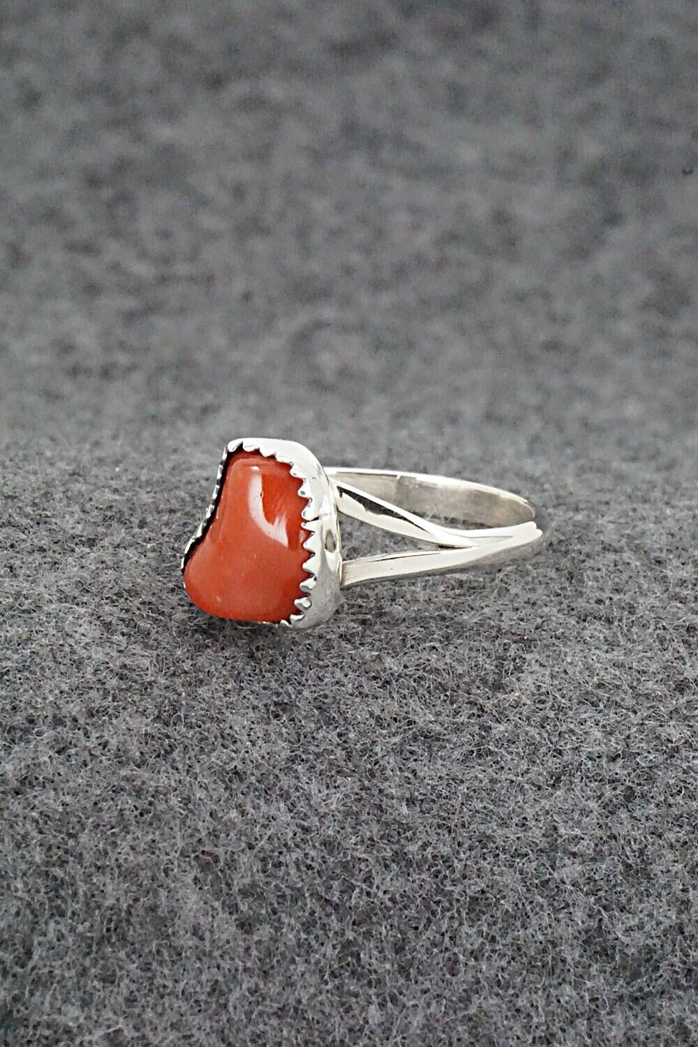 Coral & Sterling Silver Ring - Letricia Largo - Size 8.25