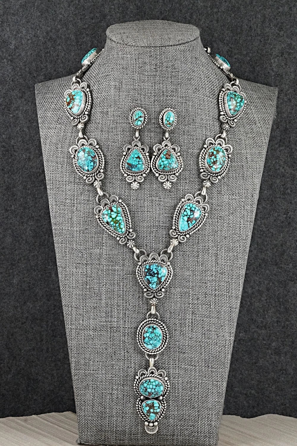 Turquoise & Sterling Silver Necklace and Earrings Set - Rosita Calladitto