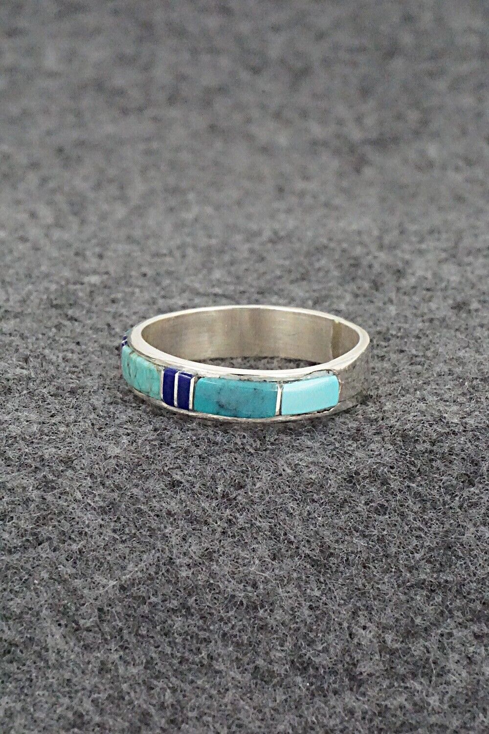 Turquoise, Lapis & Sterling Silver Ring - Helena Jim - Size 12.5