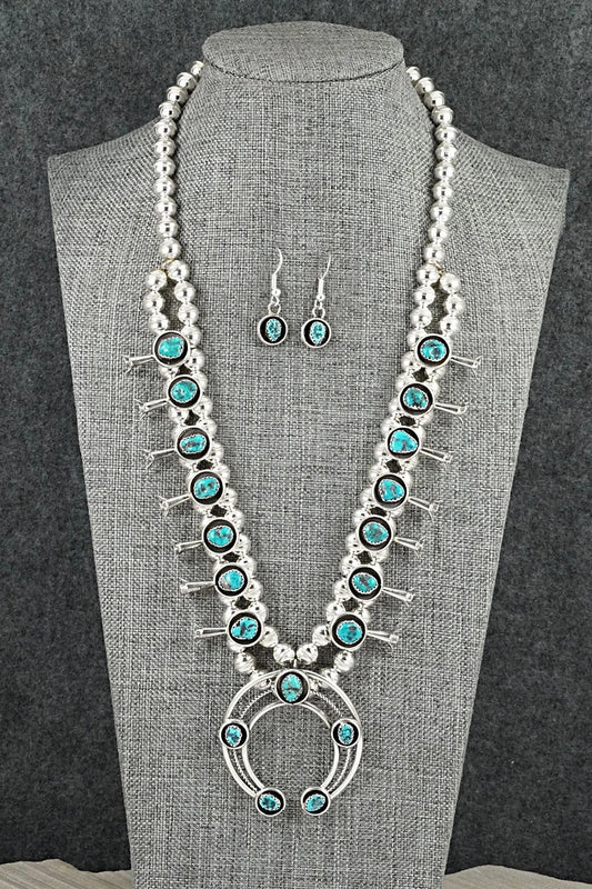 Turquoise & Sterling Silver Squash Blossom Set - Phil Garcia
