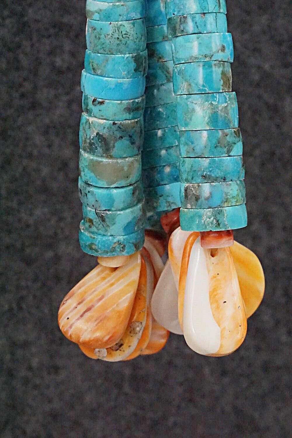 Spiny Oyster, Turquoise & Sterling Silver Necklace - Lupe Lovato