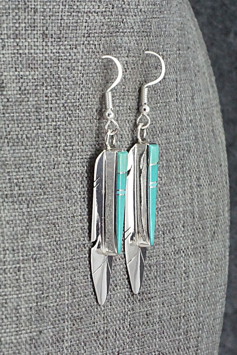 Turquoise & Sterling Silver Inlay Earrings - Marilyn Yazzie