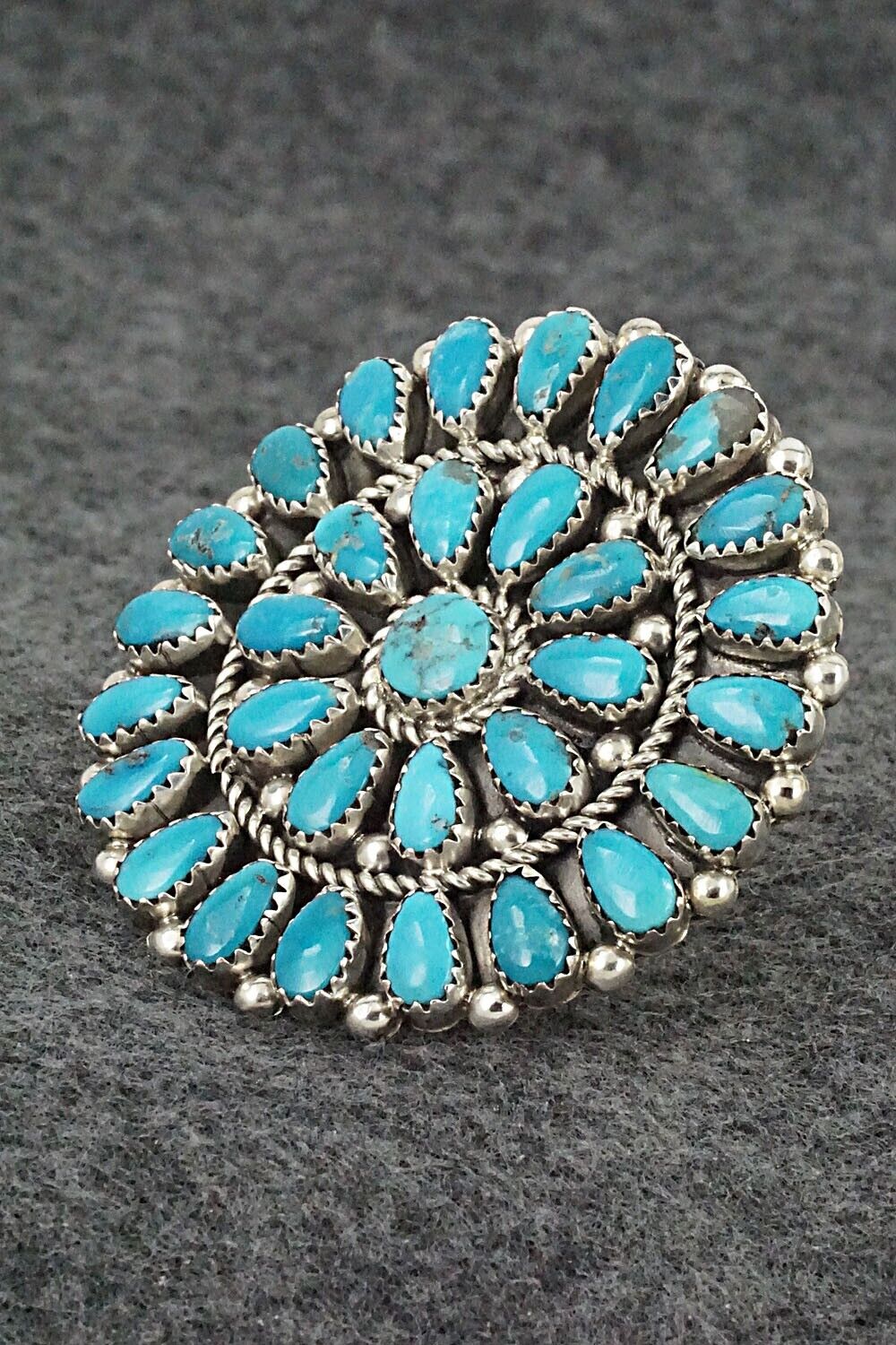 Turquoise & Sterling Silver Ring - Rodney Notah - Size 7.25