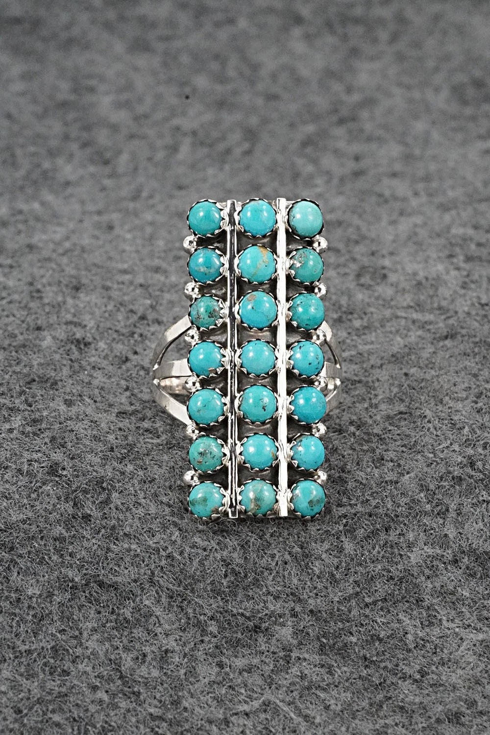 Turquoise & Sterling Silver Ring - Kenny Lonjose - Size 9