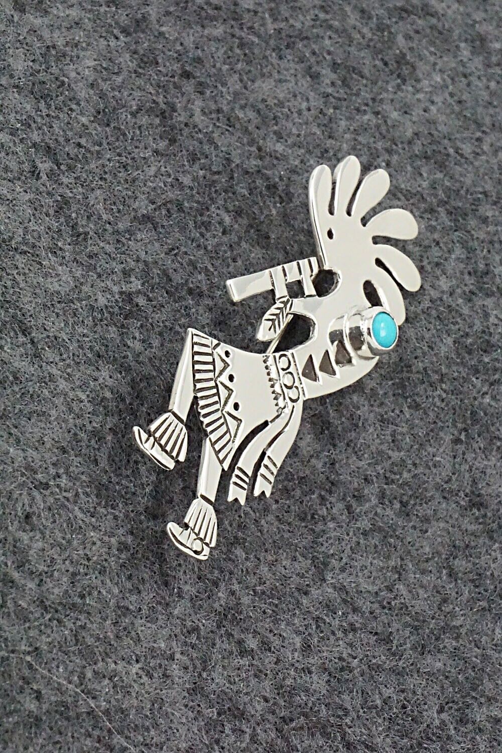 Turquoise & Sterling Silver Pin - Fred Guerro