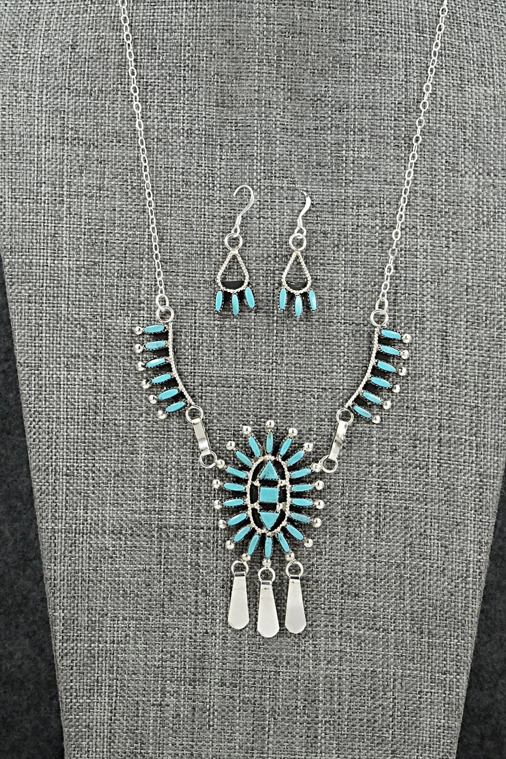 Turquoise & Sterling Silver Necklace Set - Evonne Hustito