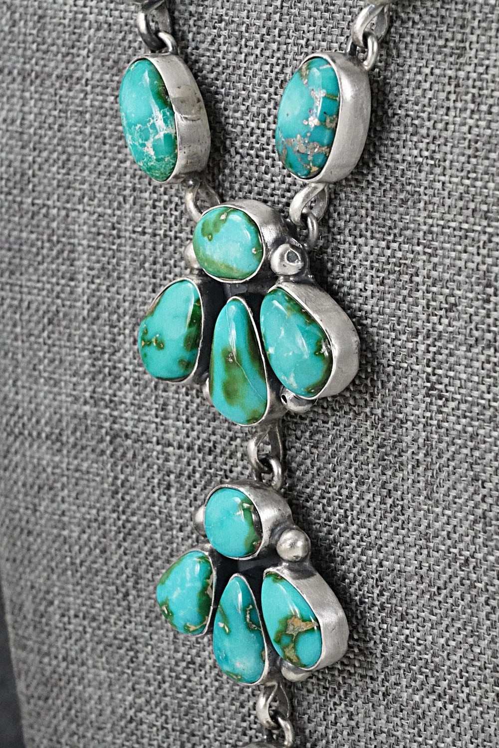 Turquoise & Sterling Silver Necklace and Earrings Set - Darrin Livingston
