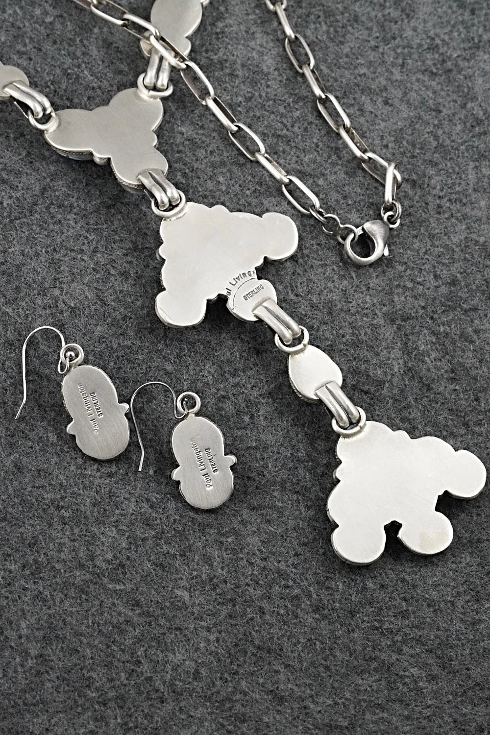 Turquoise & Sterling Silver Necklace and Earrings Set - Paul Livingston