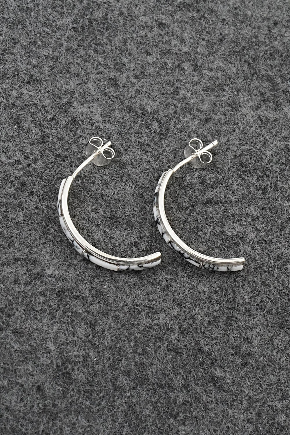 White Buffalo & Sterling Silver Earrings - Nathaniel Johnson