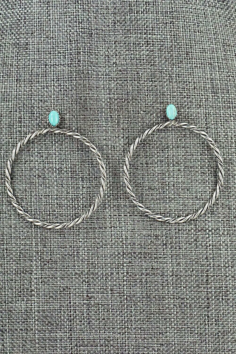 Turquoise & Sterling Silver Earrings - Nelson Leonard Jr.