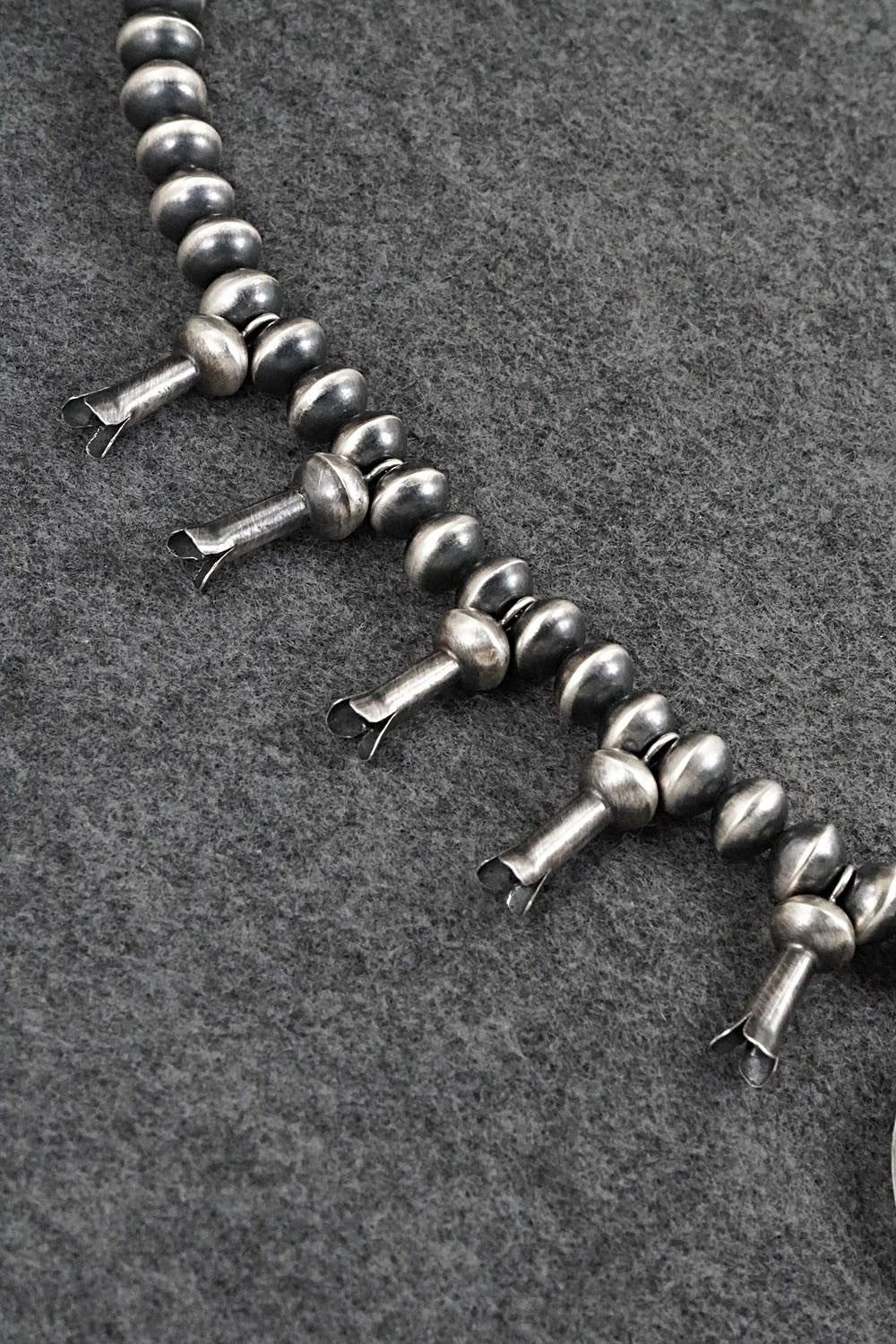 Sterling Silver Navajo Pearl Squash Blossom Necklace - Presley Haley