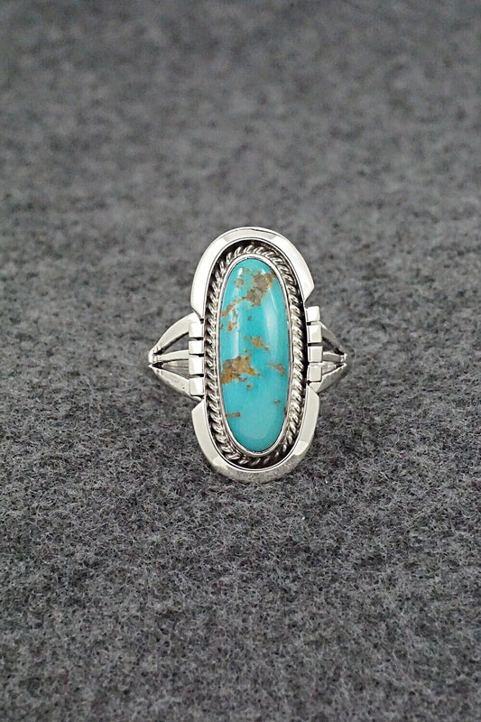 Turquoise & Sterling Silver Ring - Samuel Yellowhair - Size 8.5