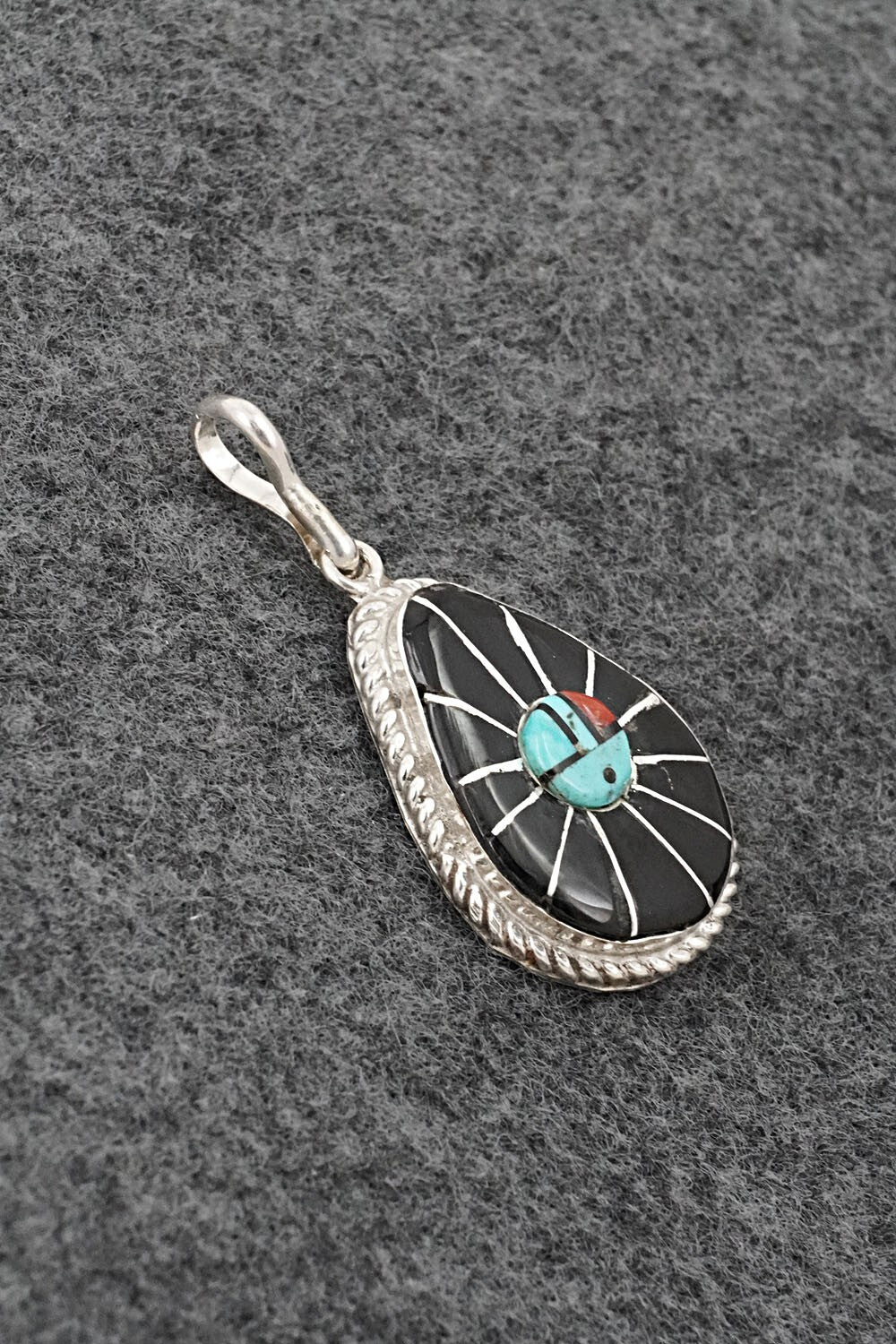 Multi-Stone & Sterling Silver Inlay Pendant - Ola Eriacho