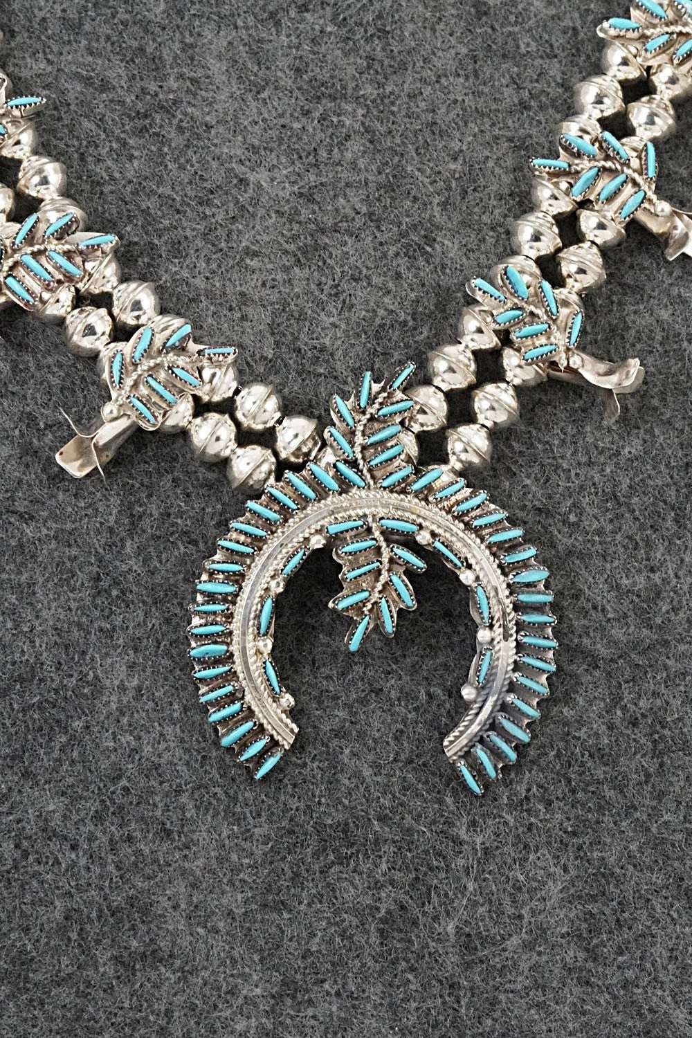 Turquoise & Sterling Silver Squash Blossom Set - Lorna Mahkee