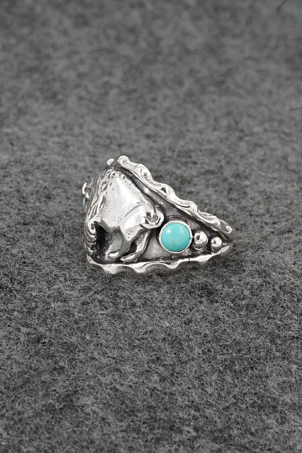 Turquoise & Sterling Silver Ring - Genevieve Francisco - Size 13