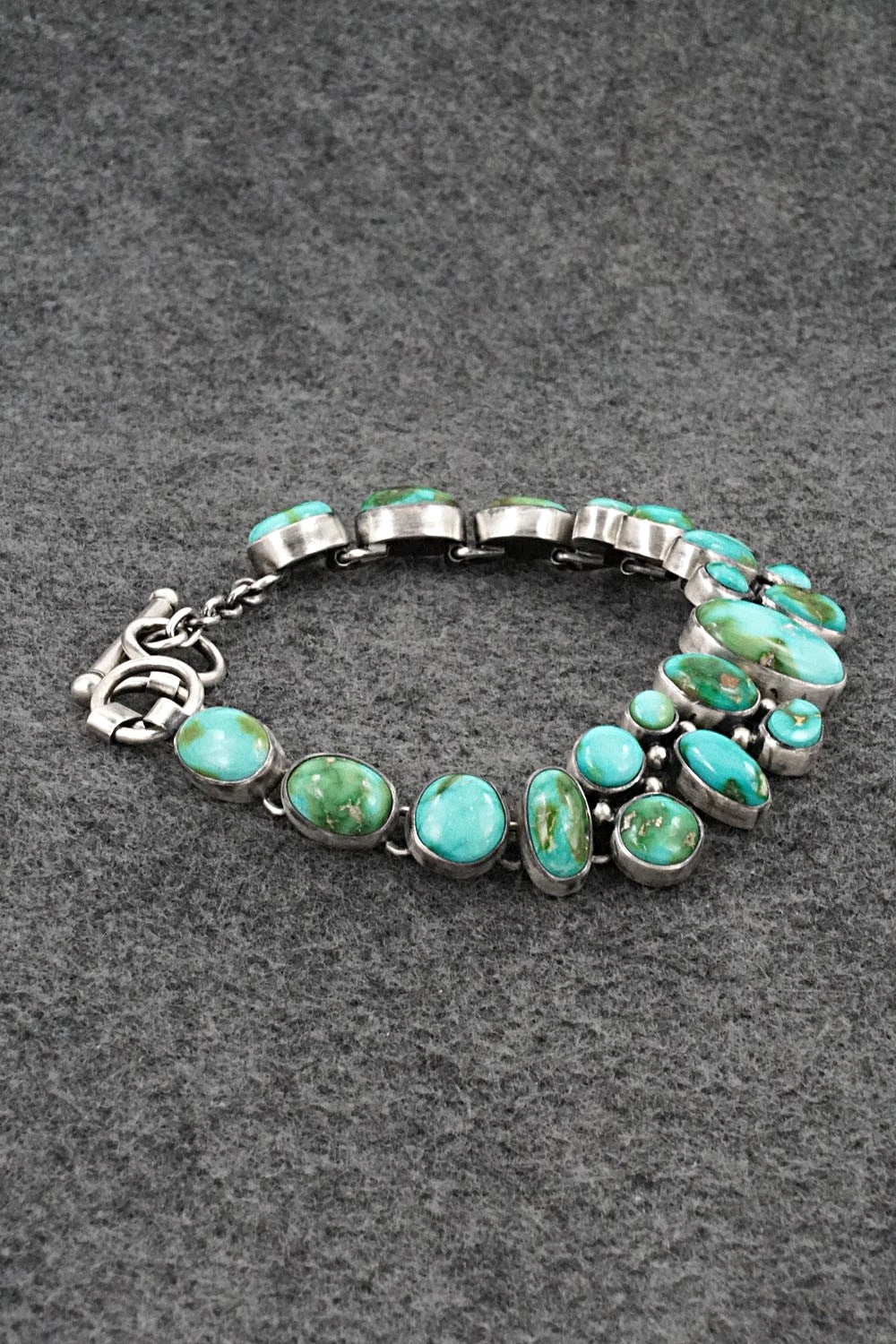 Turquoise & Sterling Silver Link Bracelet - Loretta Delgarito
