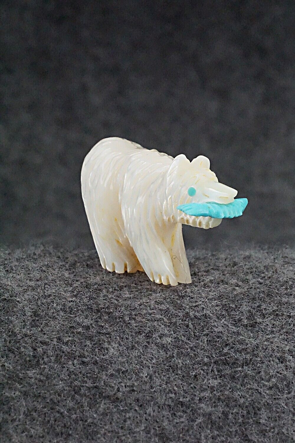Bear with Fish Zuni Fetish Carving - Andres Quandelacy