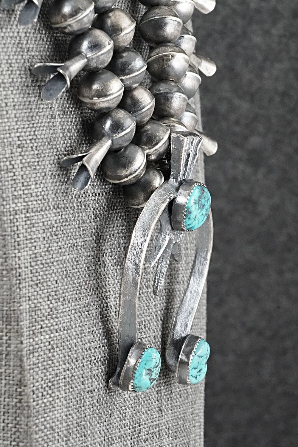 Turquoise & Sterling Silver Squash Blossom Set - Gilbert Martin
