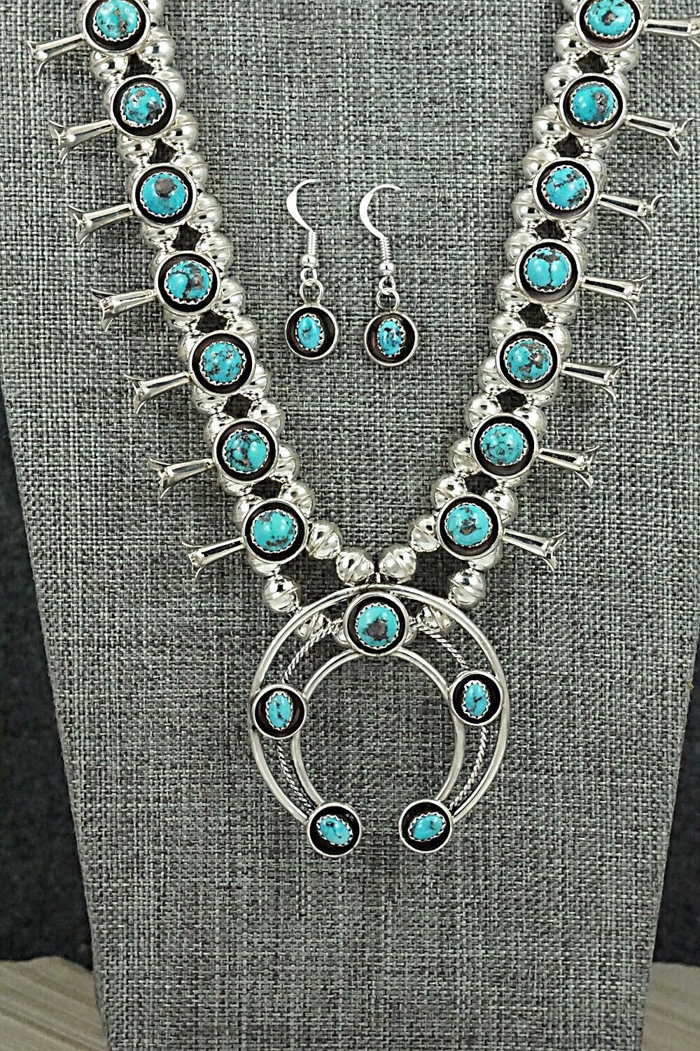 Turquoise & Sterling Silver Squash Blossom Set - Phil Garcia