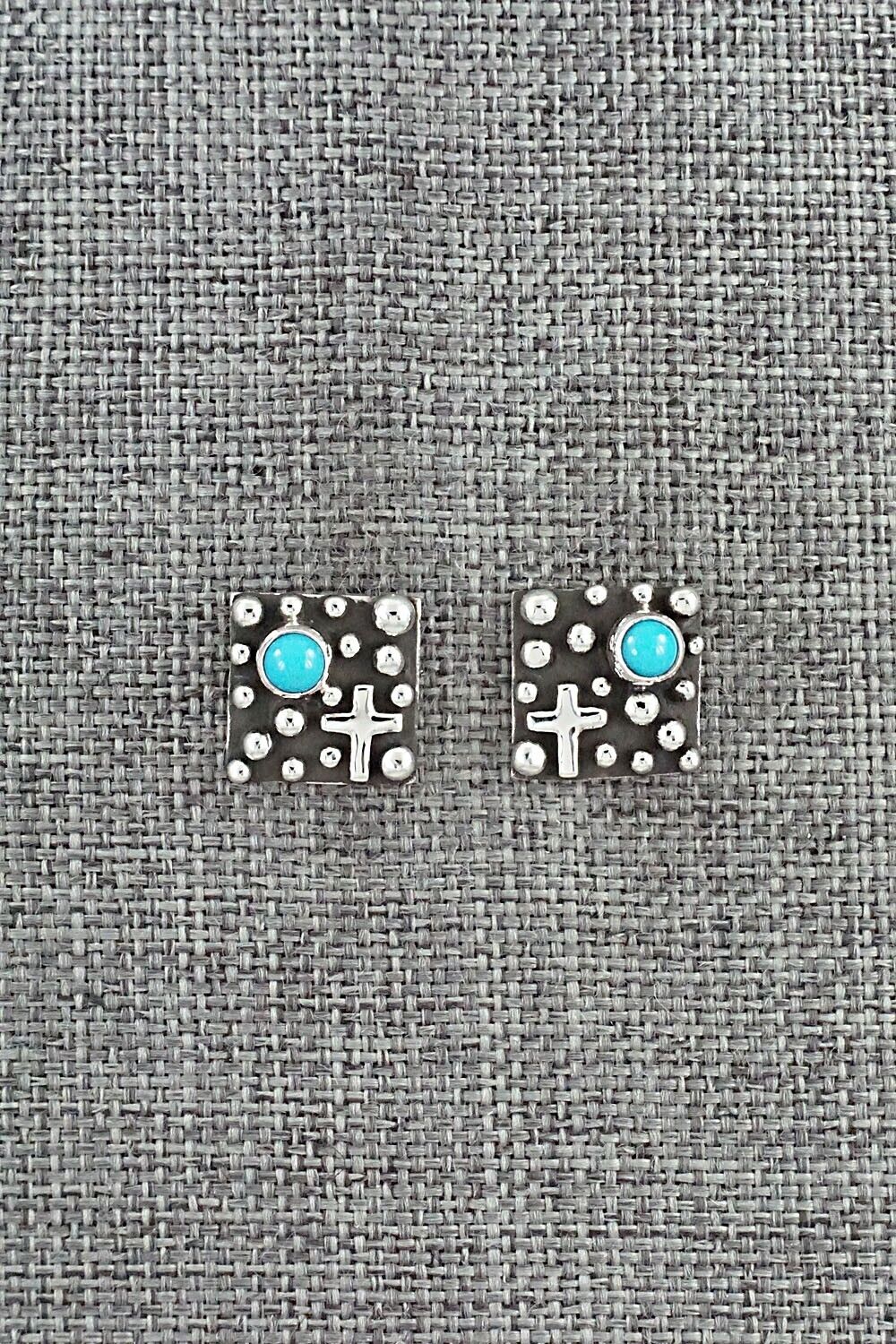 Turquoise & Sterling Silver Earrings - Akee Douglas