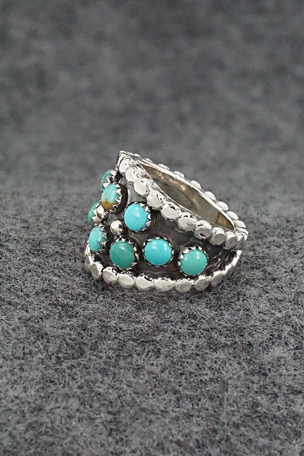 Turquoise & Sterling Silver Ring - Kenny Lonjose - Size 6.5