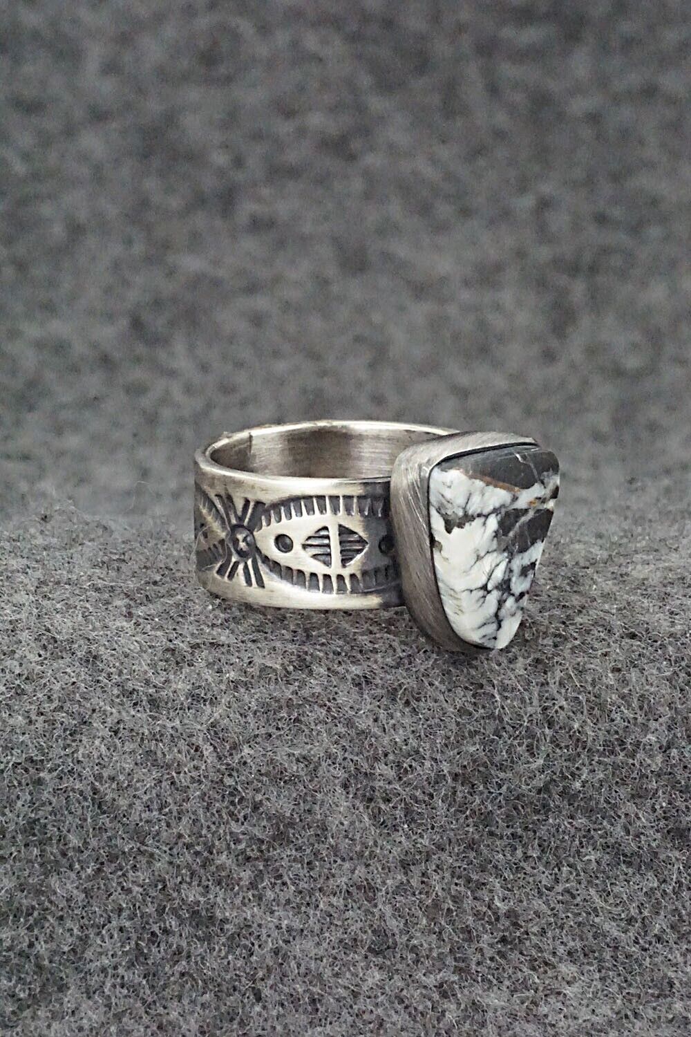 White Buffalo and Sterling Silver Ring - Raymond Coriz - Size 7 adj.