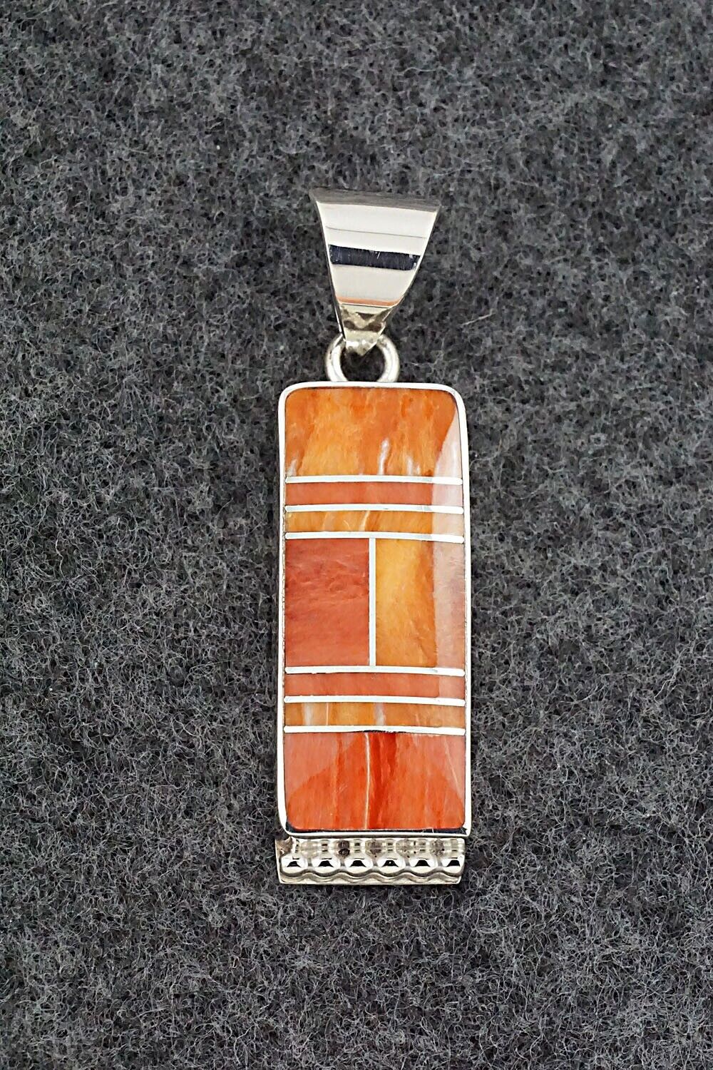 Spiny Oyster & Sterling Silver Pendant - Curtis Manygoats