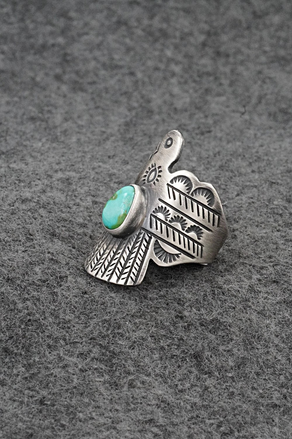 Turquoise and Sterling Silver Ring - Raymond Coriz - Size 9