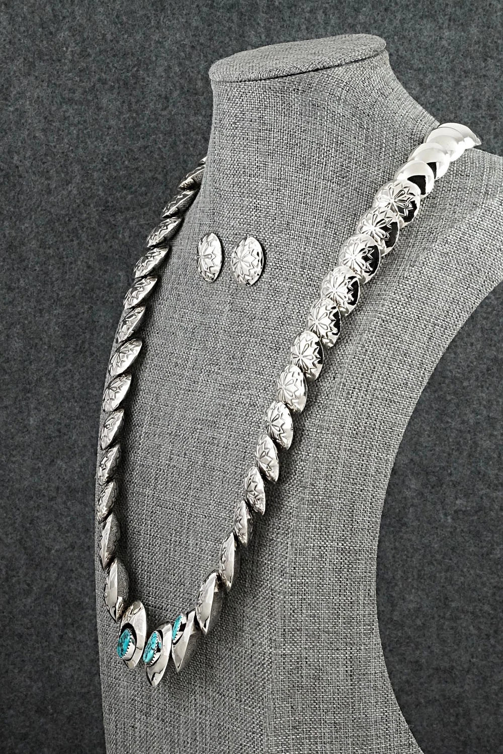 Turquoise & Sterling Silver Necklace and Earrings Set - Tim Thompson