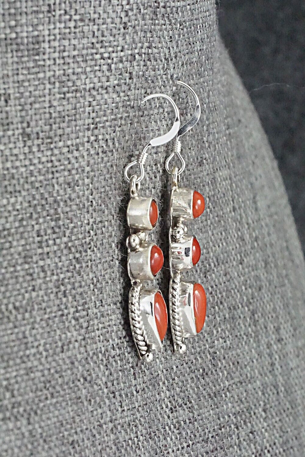 Coral & Sterling Silver Earrings - Verley Betone