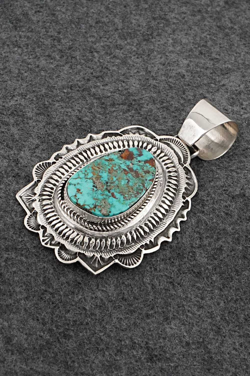 Turquoise & Sterling Silver Pendant - Leonard Maloney