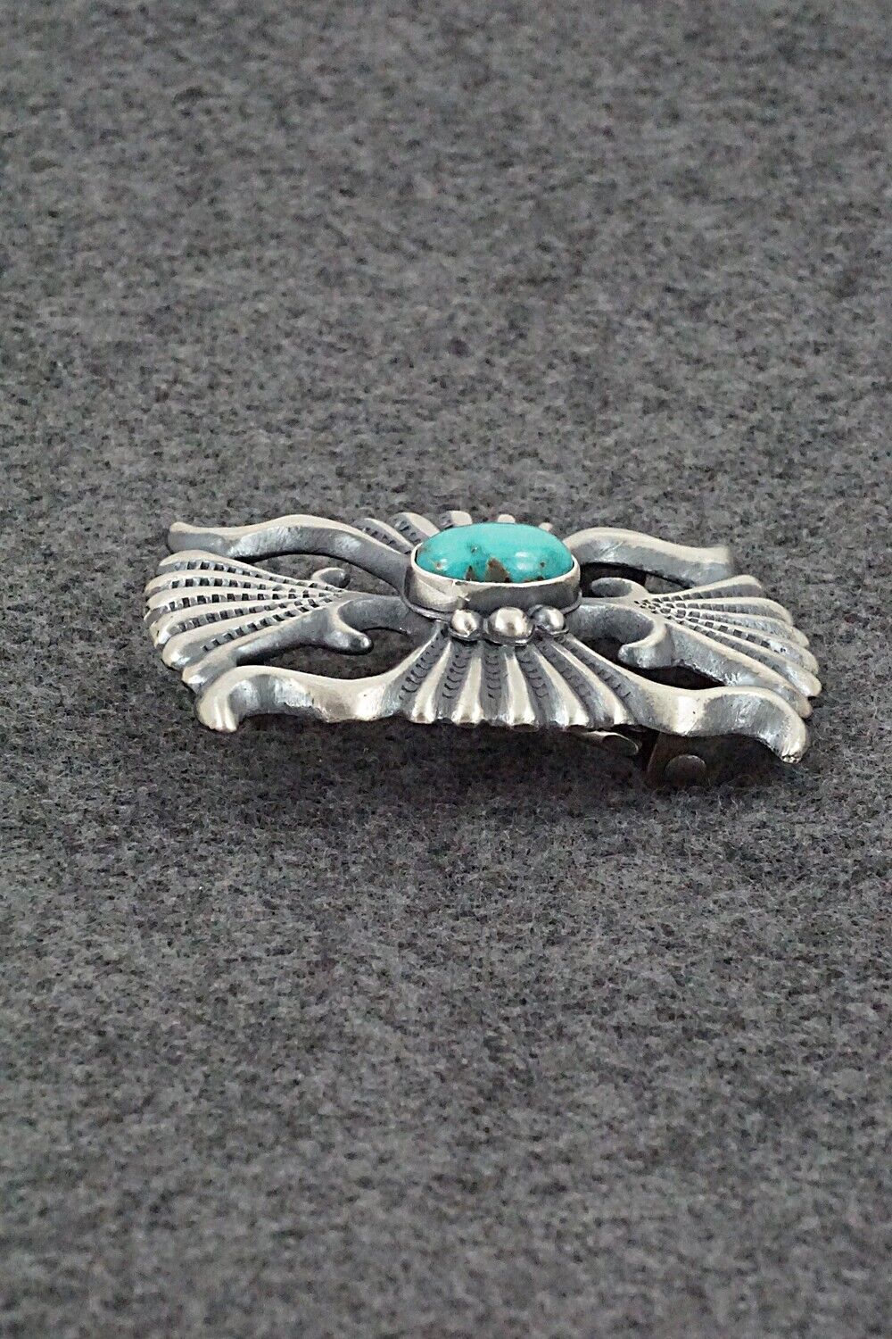 Turquoise & Sterling Silver Belt Buckle - Harrison Bitsue