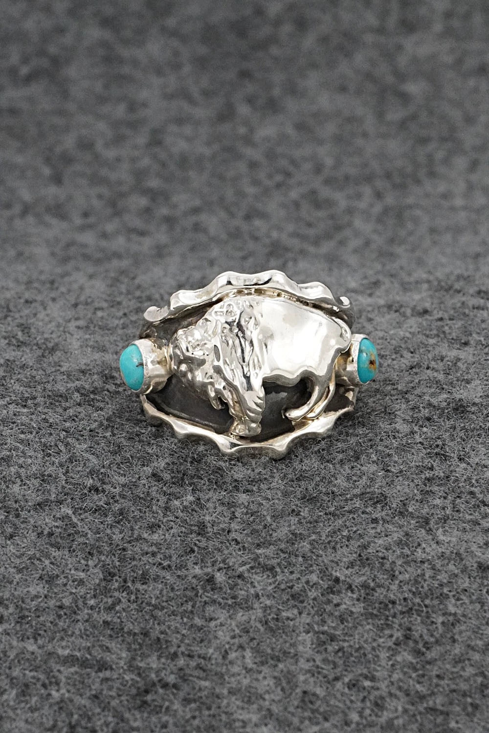 Turquoise & Sterling Silver Ring - Genevieve Francisco - Size 11.5
