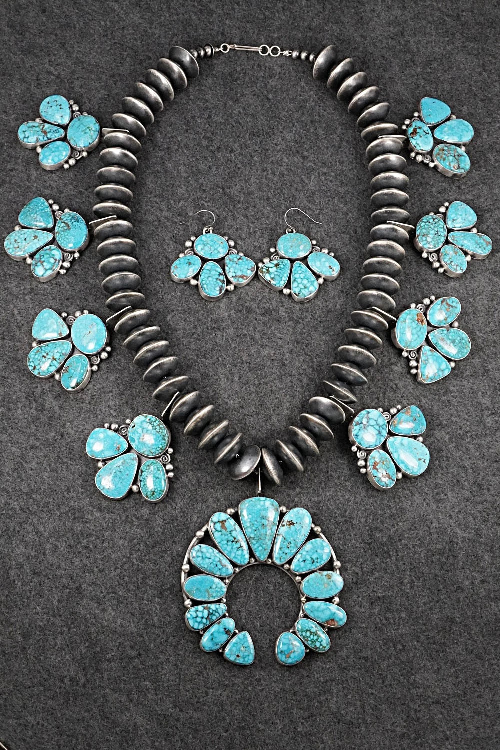 Turquoise & Sterling Silver Squash Blossom Set - Mark Yazzie