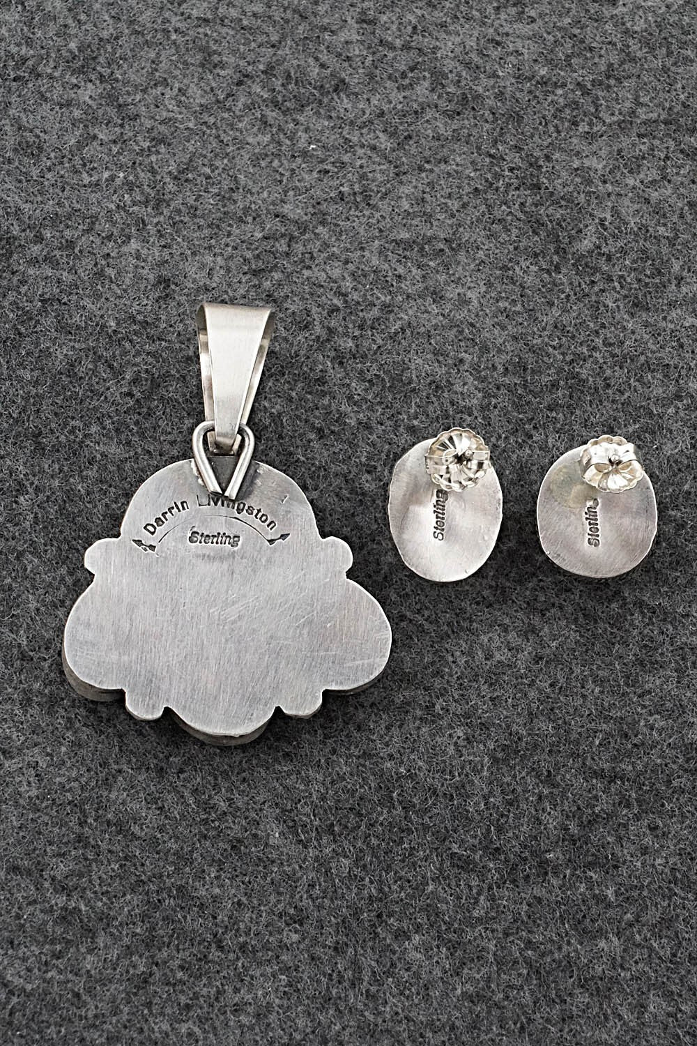 Turquoise & Sterling Silver Pendant and Earrings Set - Darrin Livingston