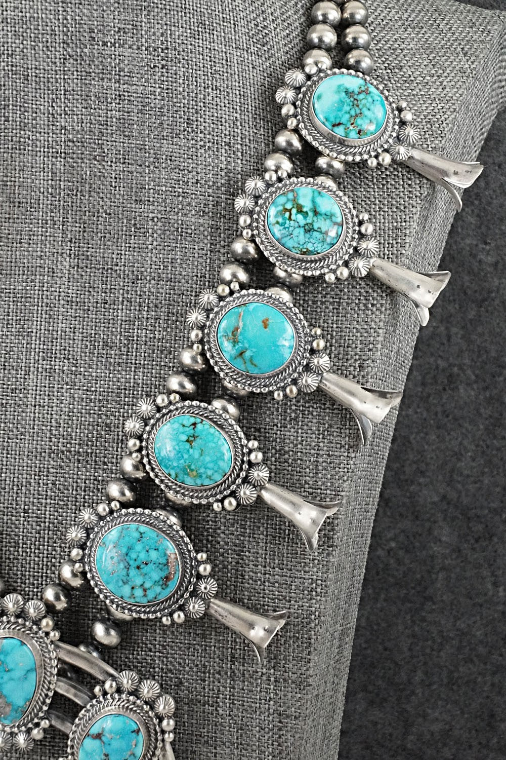 Turquoise & Sterling Silver Squash Blossom Set - Tom Lewis