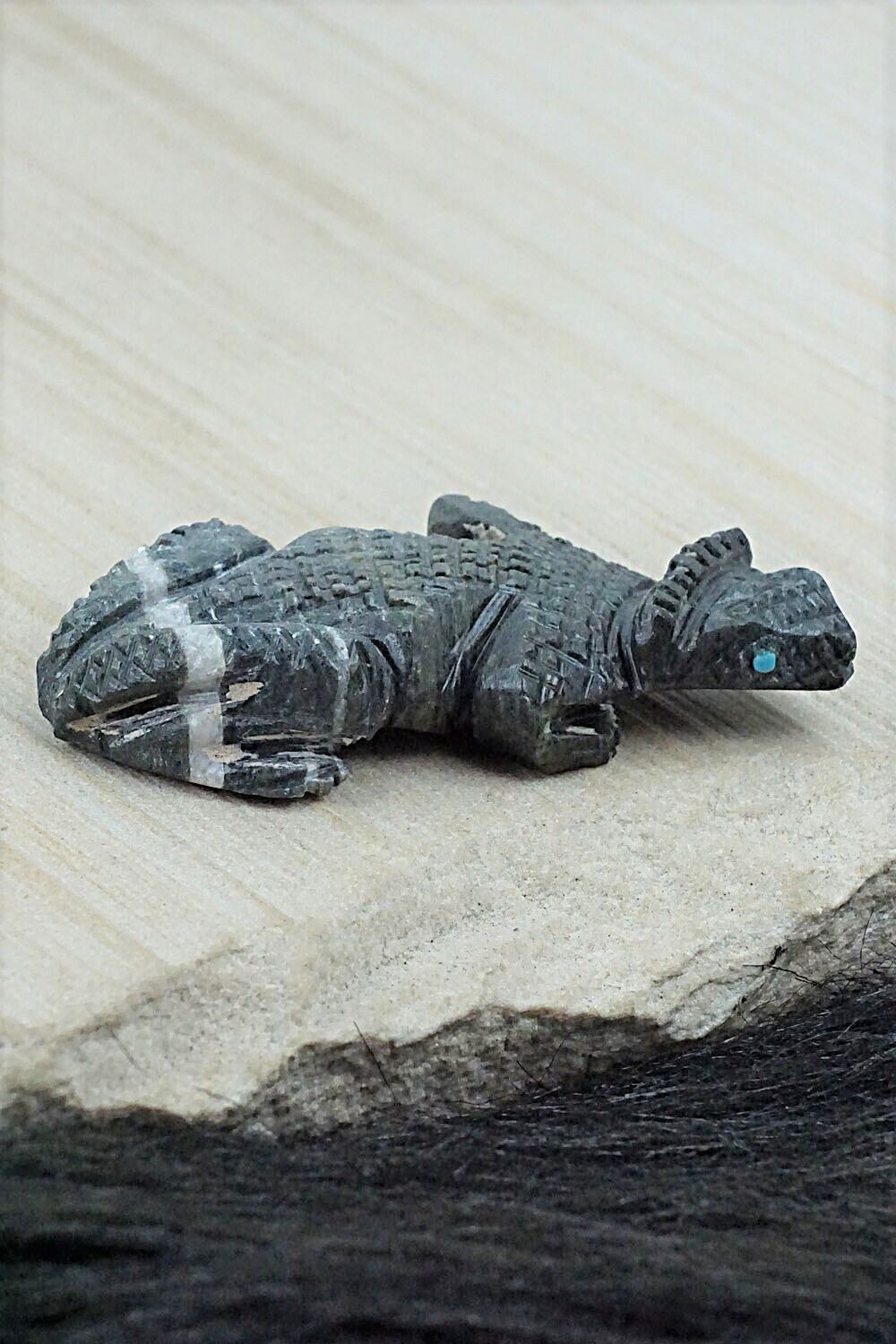 Horned Toad Zuni Fetish Carving - Kent Banteah