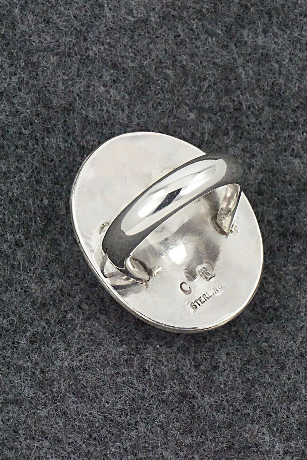 Spiny Oyster & Sterling Silver Ring - Chris Nez - Size 6.5