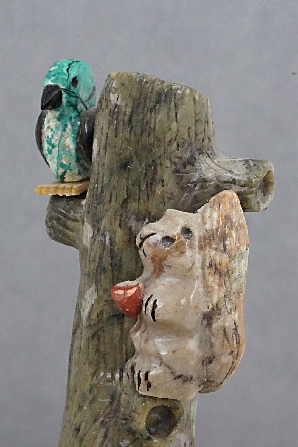 Squirrel and Bird Zuni Fetish Carving - Justin Natewa