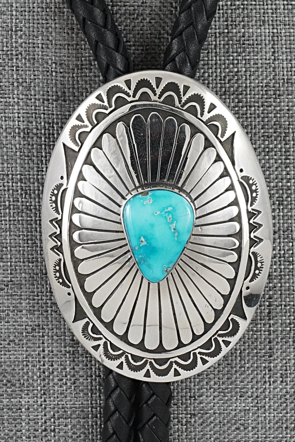 Turquoise & Sterling Silver Bolo Tie - Charlie John