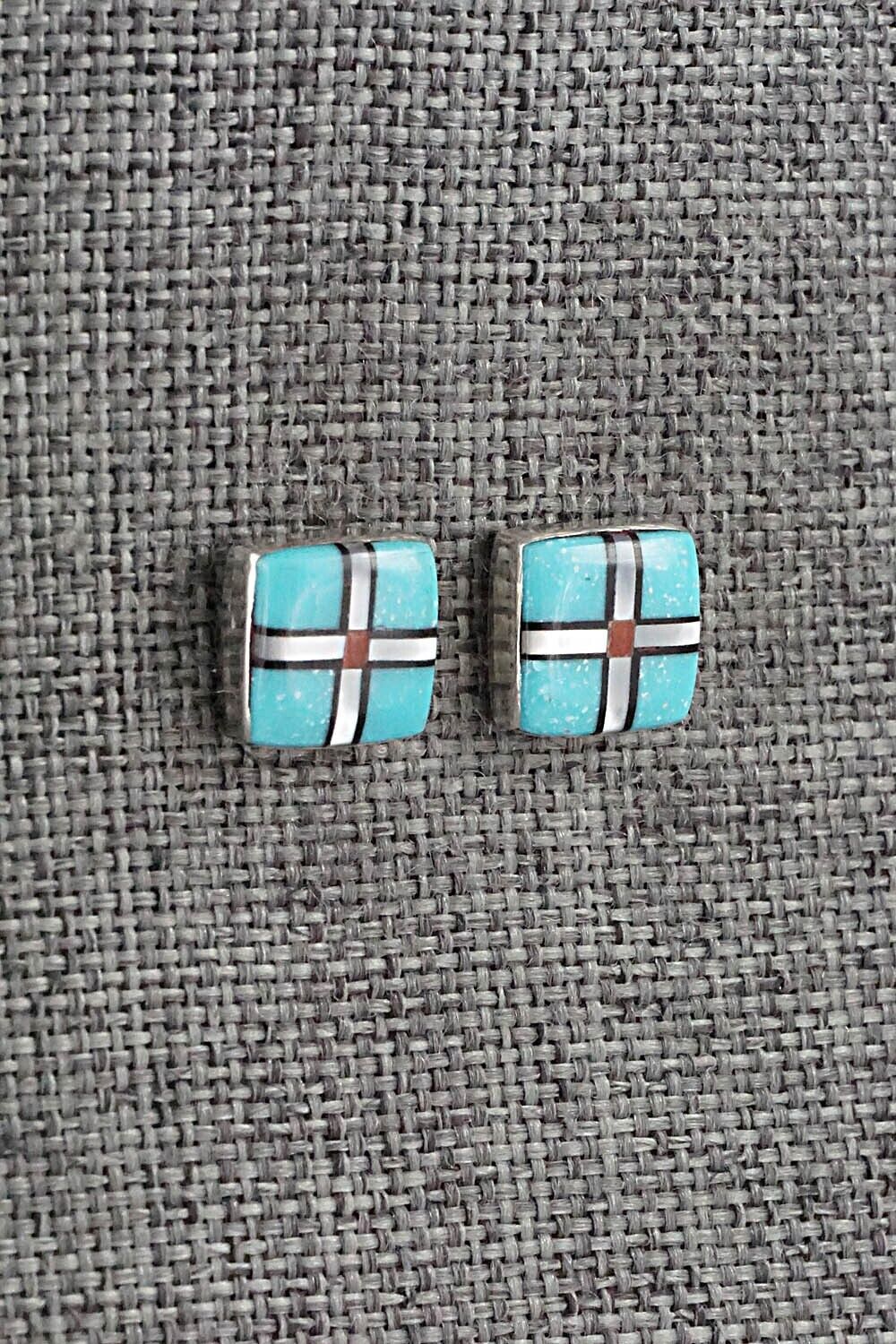 Multi-Stone & Sterling Silver Inlay Earrings - Curley Luarkie