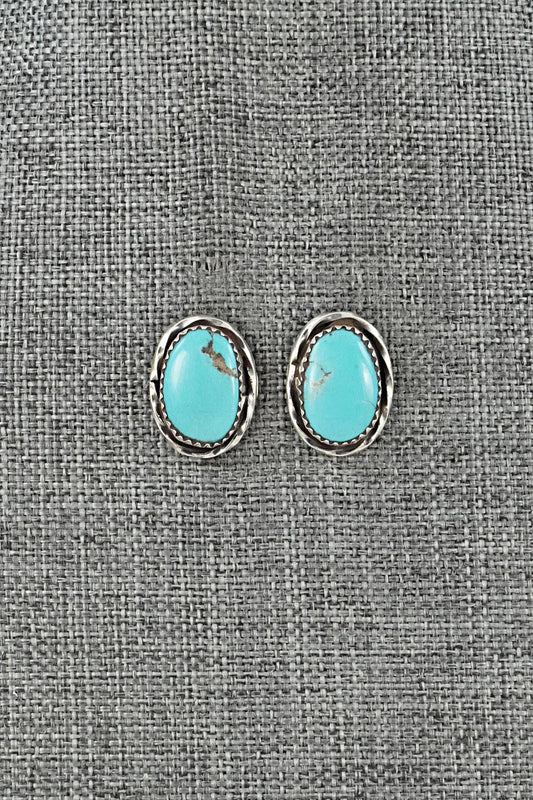 Turquoise & Sterling Silver Earrings - Ernest Hawthorne